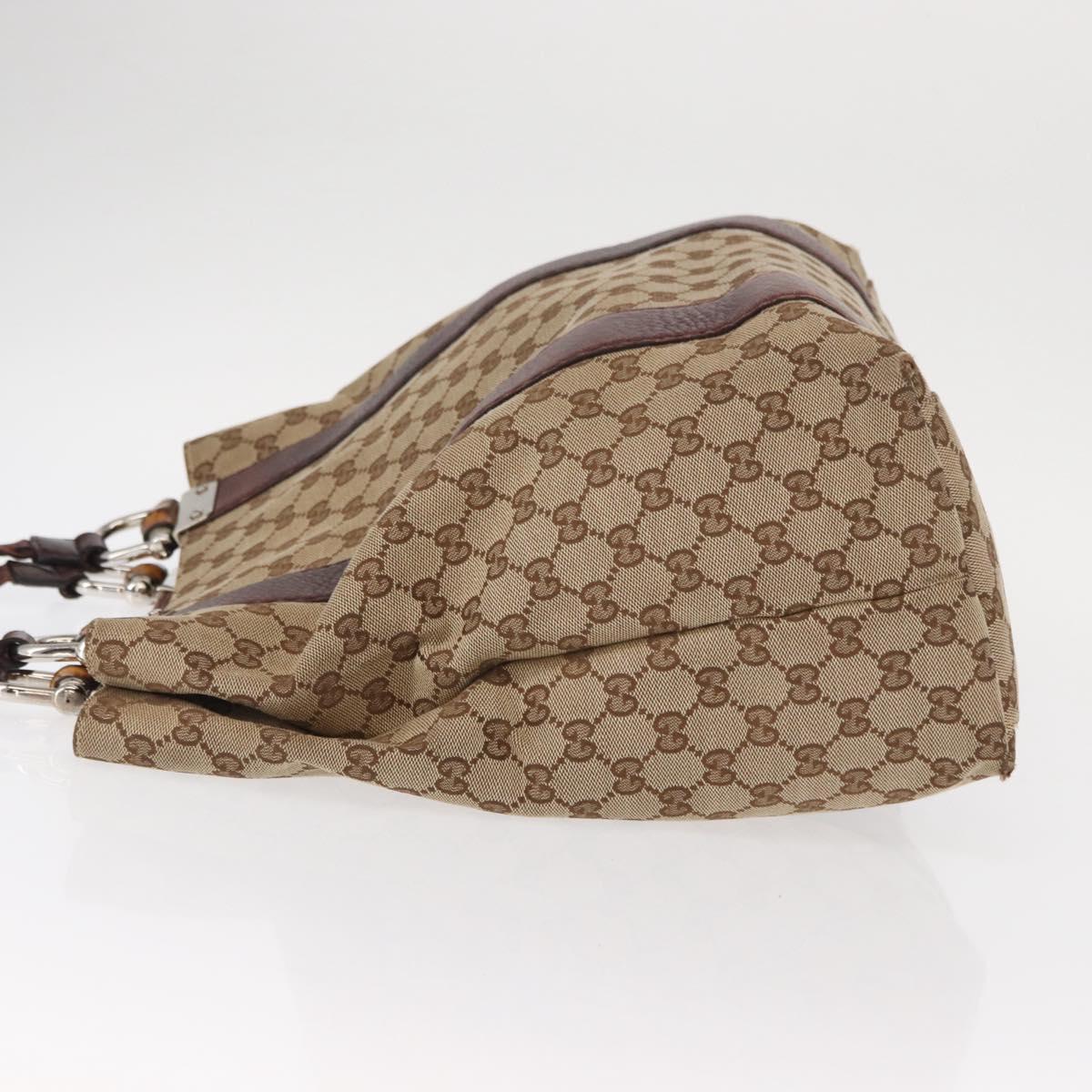 GUCCI GG Canvas Bamboo Tote Bag Beige Silver 232946 Auth ep12263