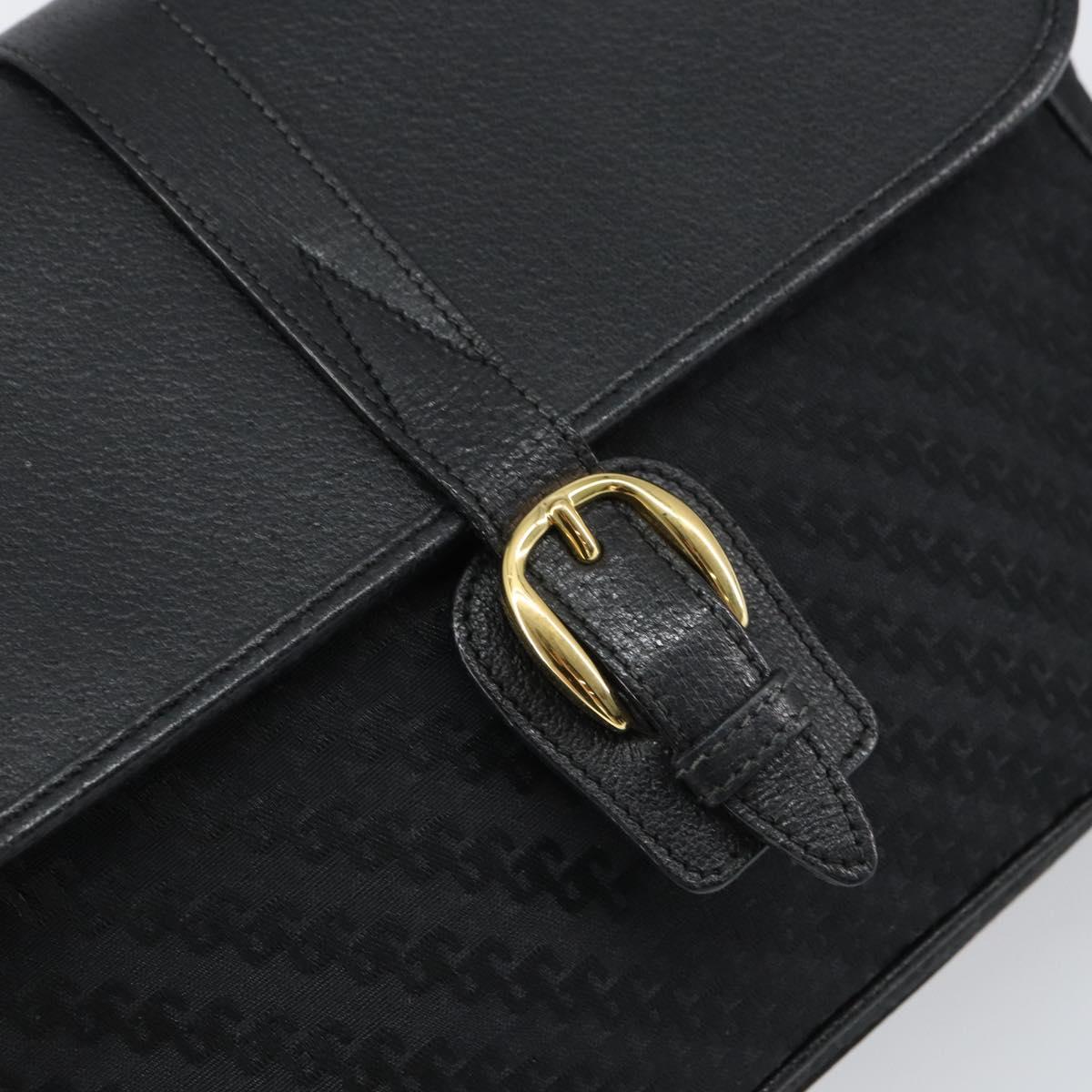 GUCCI Shoulder Bag Leather Canvas Black Gold 001 113 0613 Auth ep12275