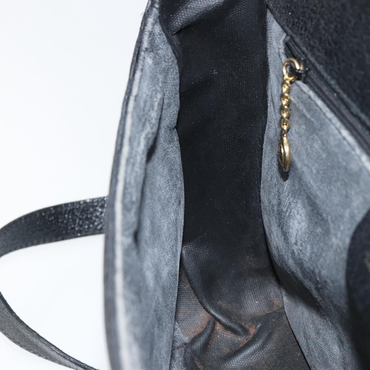 GUCCI Shoulder Bag Leather Canvas Black Gold 001 113 0613 Auth ep12275