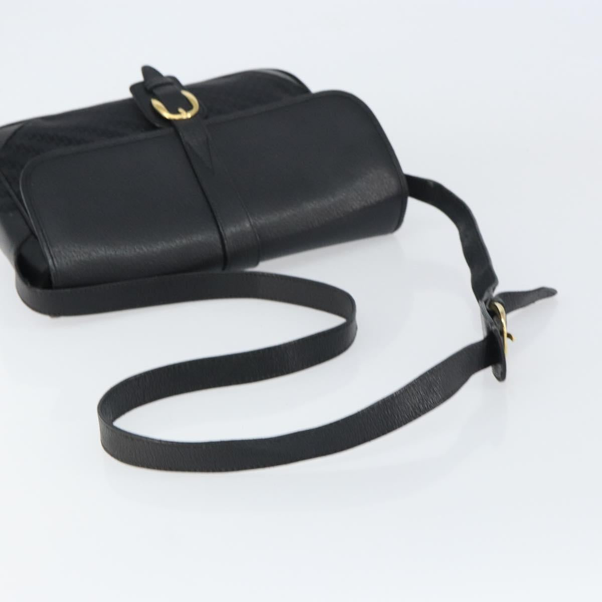 GUCCI Shoulder Bag Leather Canvas Black Gold 001 113 0613 Auth ep12275