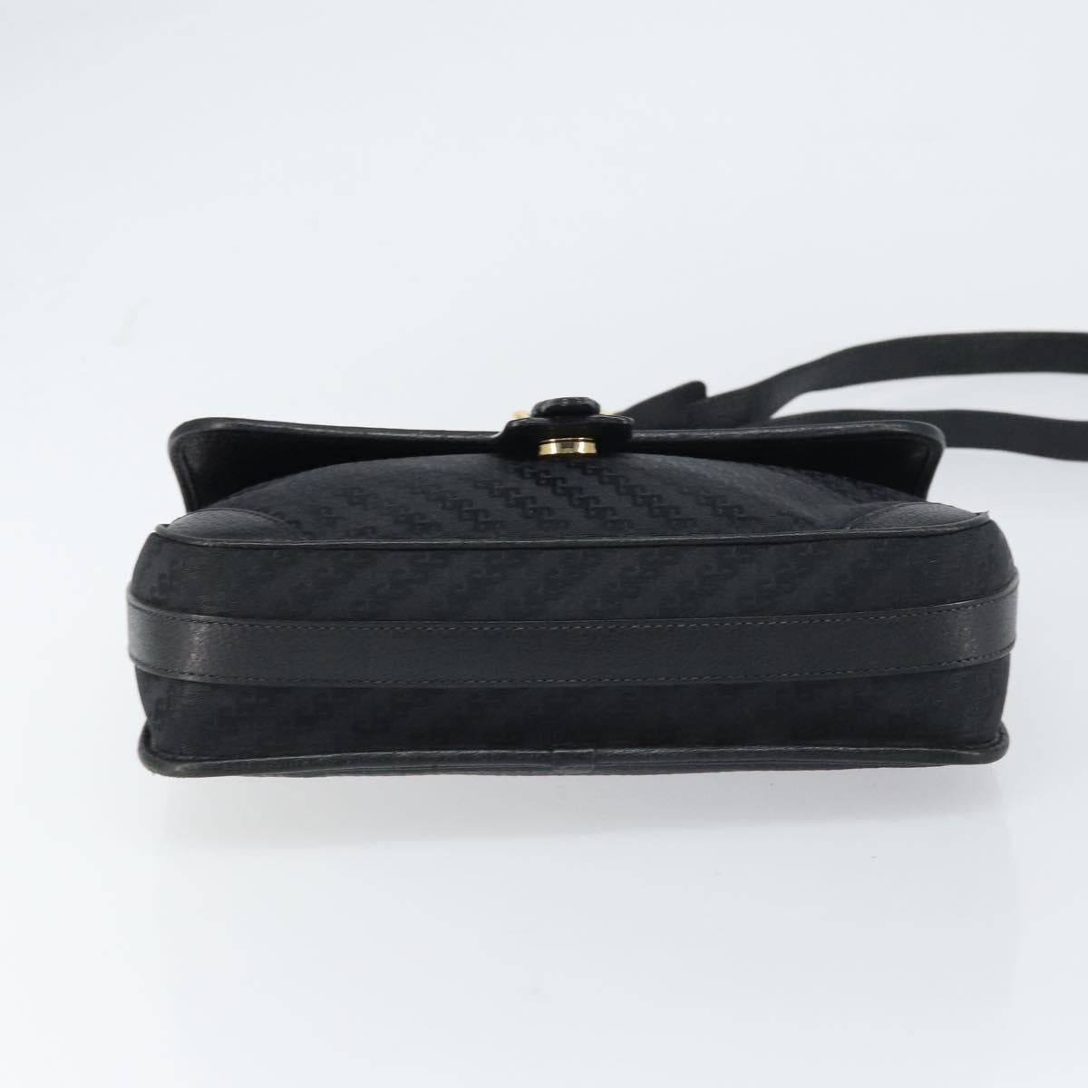 GUCCI Shoulder Bag Leather Canvas Black Gold 001 113 0613 Auth ep12275