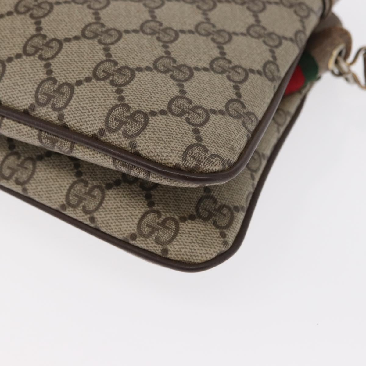 GUCCI GG Supreme Web Sherry Line Bag PVC Beige Gold 904 02 035 Auth ep12282