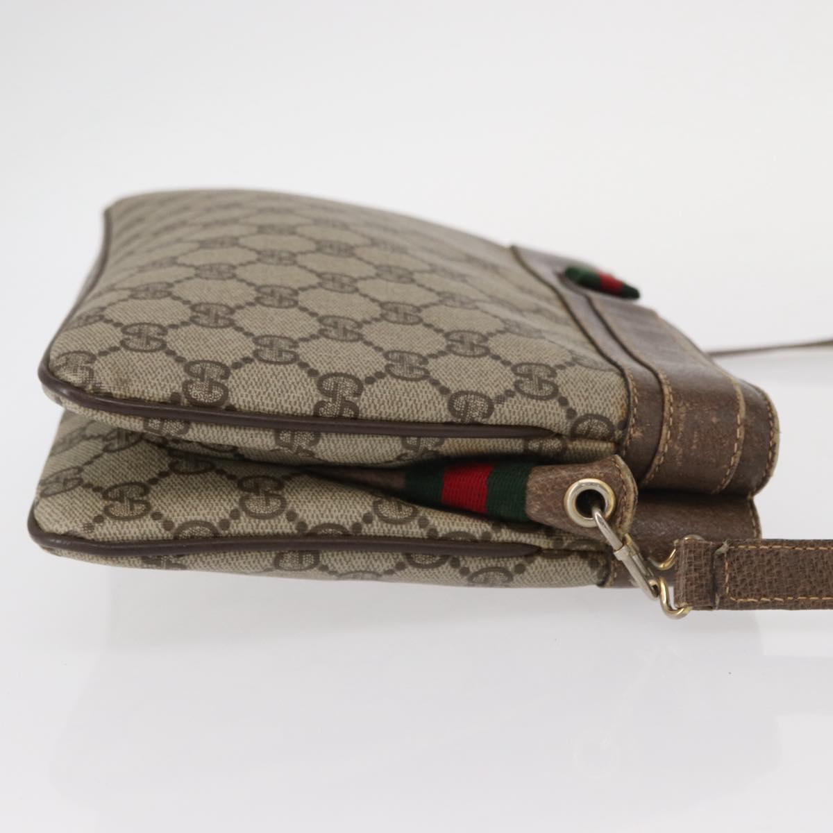 GUCCI GG Supreme Web Sherry Line Bag PVC Beige Gold 904 02 035 Auth ep12282