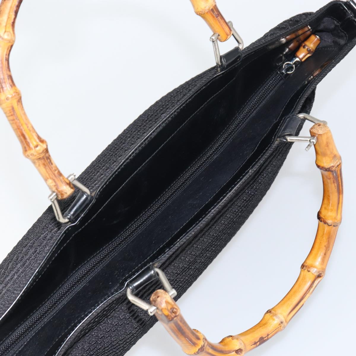 GUCCI Bamboo Tote Bag Nylon Black Silver 002 1364 0439 Auth ep12286