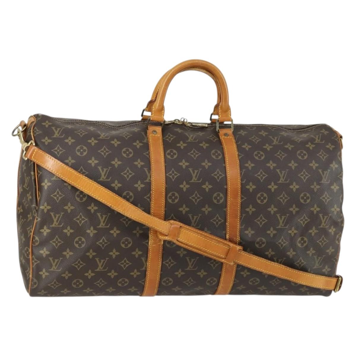 LOUIS VUITTON Monogram Keepall Bandouliere 55 Boston Bag M41414 LV Auth ep12288