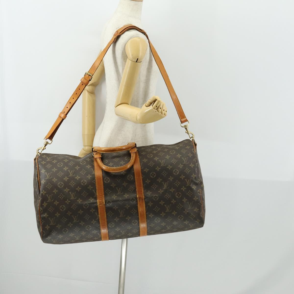 LOUIS VUITTON Monogram Keepall Bandouliere 55 Boston Bag M41414 LV Auth ep12288