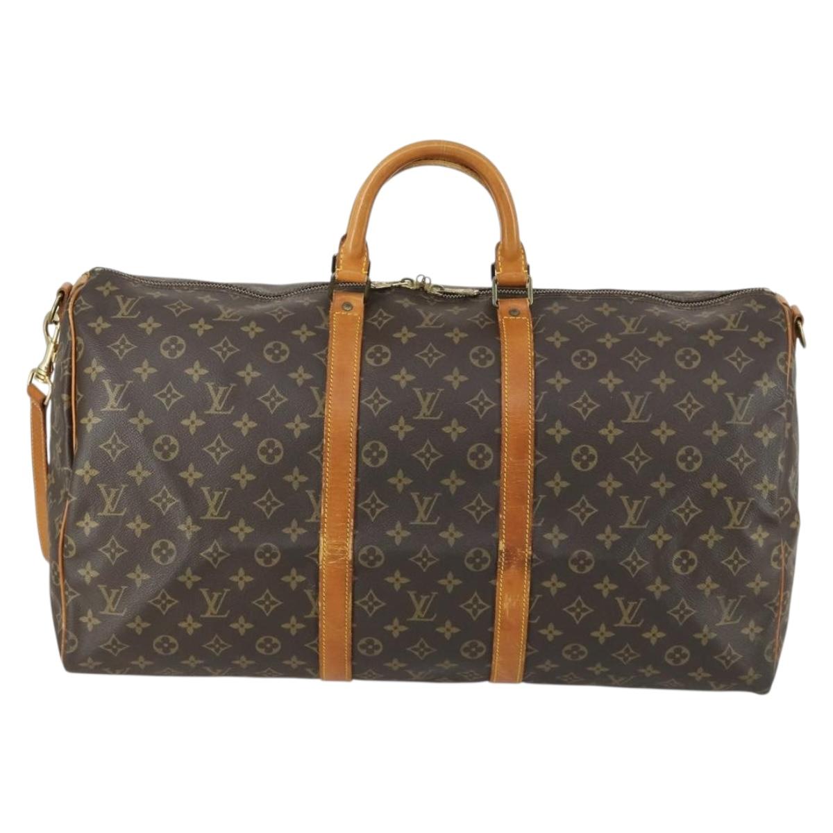 LOUIS VUITTON Monogram Keepall Bandouliere 55 Boston Bag M41414 LV Auth ep12288