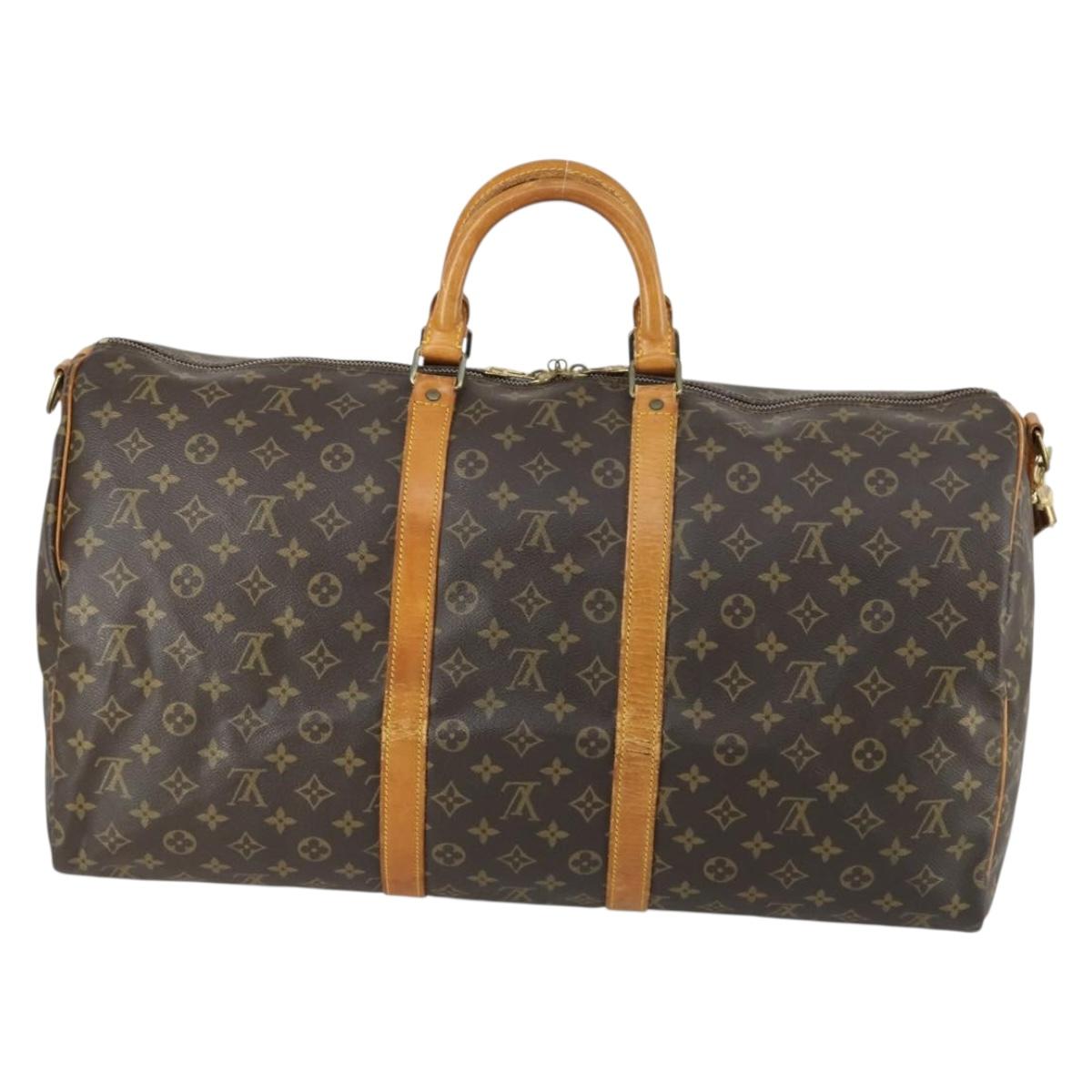 LOUIS VUITTON Monogram Keepall Bandouliere 55 Boston Bag M41414 LV Auth ep12288