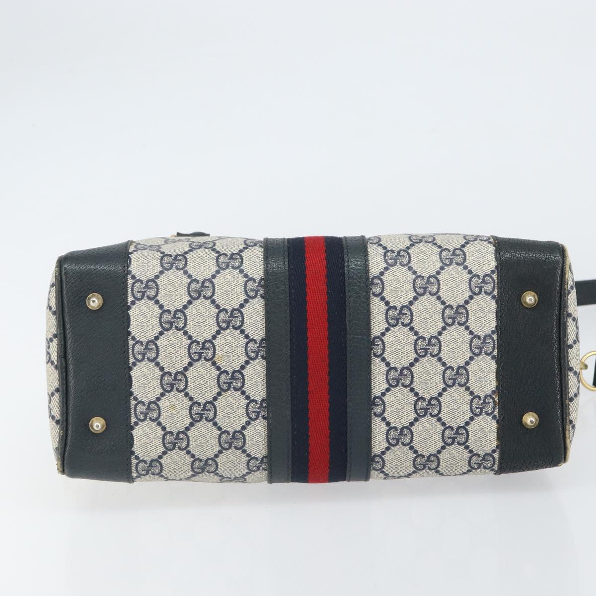 GUCCI GG Supreme Sherry Line Bag PVC 2way Navy Red gold 002 39 0069 Auth ep12291