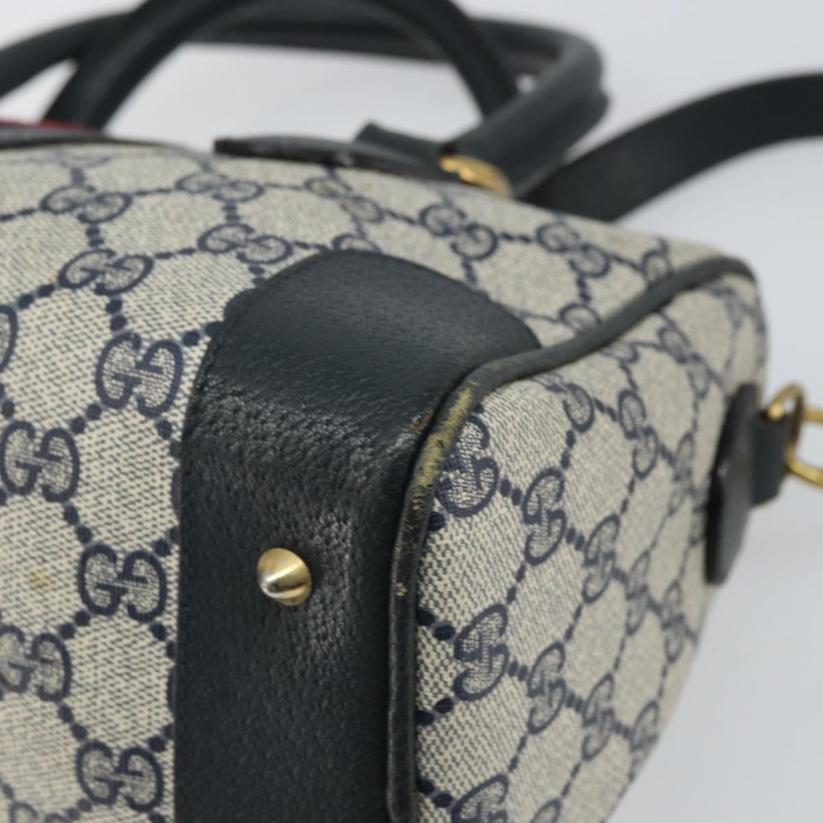 GUCCI GG Supreme Sherry Line Bag PVC 2way Navy Red gold 002 39 0069 Auth ep12291