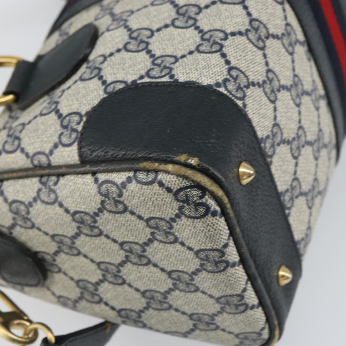 GUCCI GG Supreme Sherry Line Bag PVC 2way Navy Red gold 002 39 0069 Auth ep12291