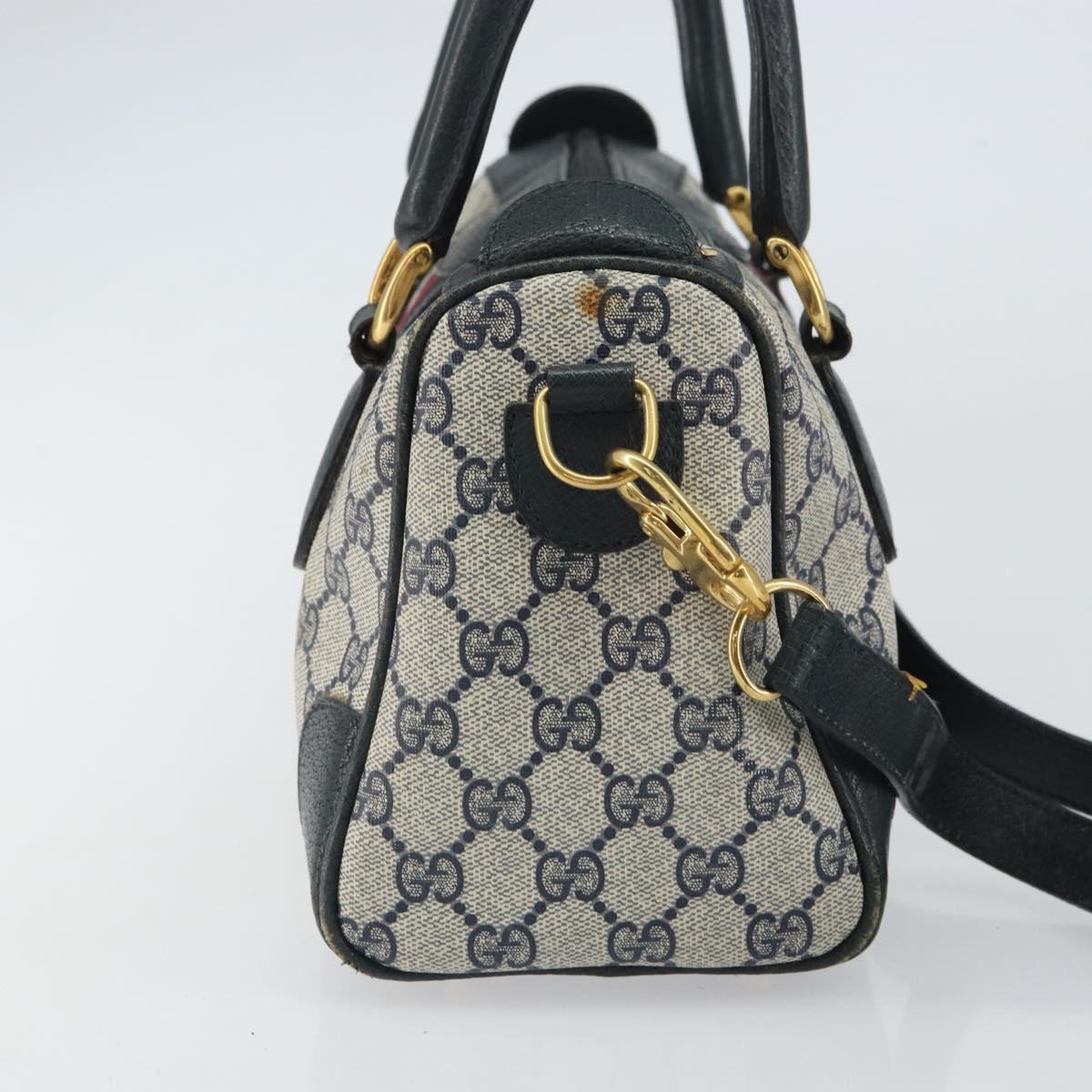 GUCCI GG Supreme Sherry Line Bag PVC 2way Navy Red gold 002 39 0069 Auth ep12291