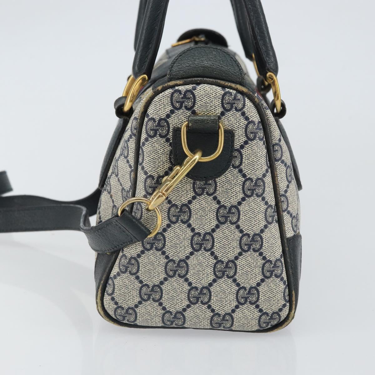 GUCCI GG Supreme Sherry Line Bag PVC 2way Navy Red gold 002 39 0069 Auth ep12291