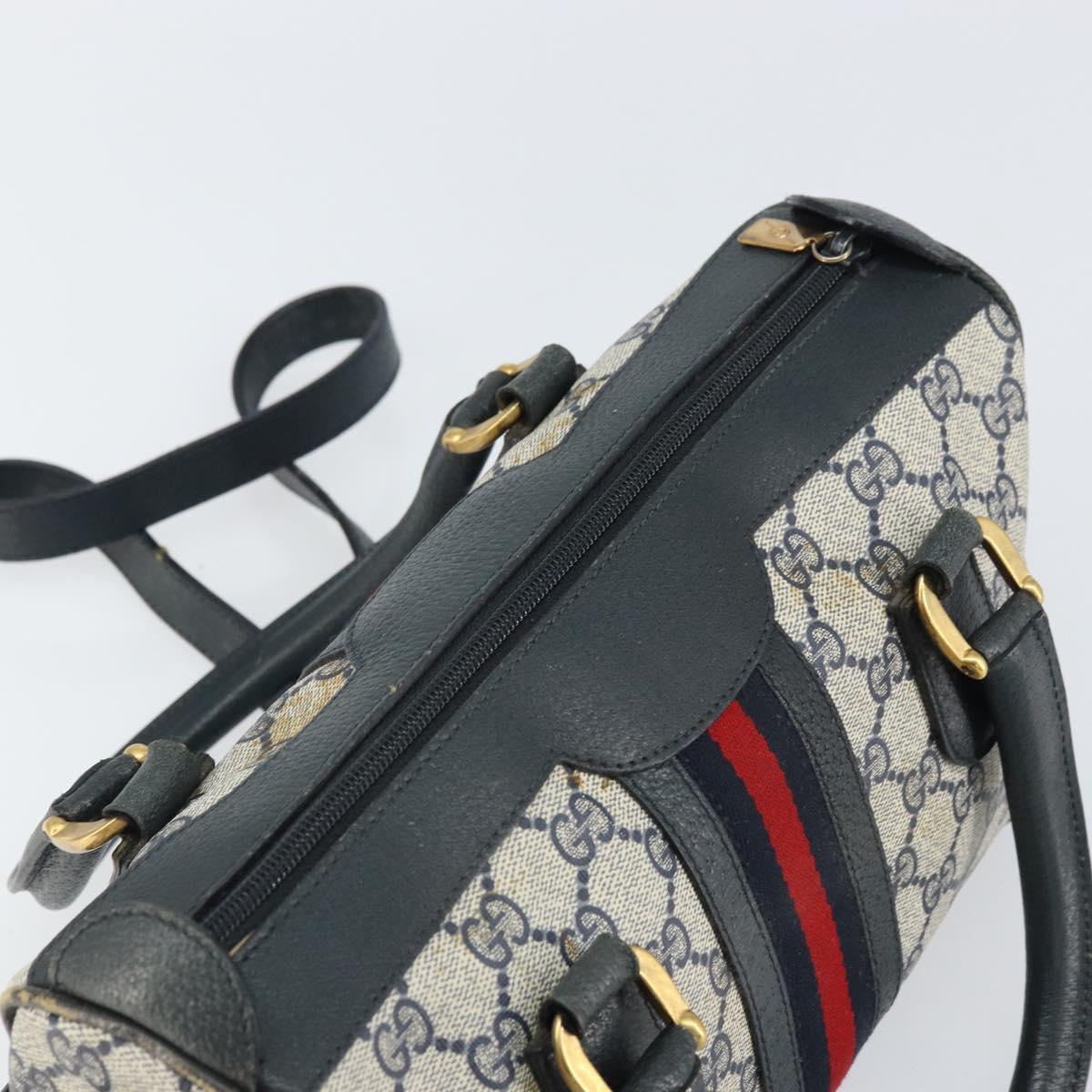 GUCCI GG Supreme Sherry Line Bag PVC 2way Navy Red gold 002 39 0069 Auth ep12291