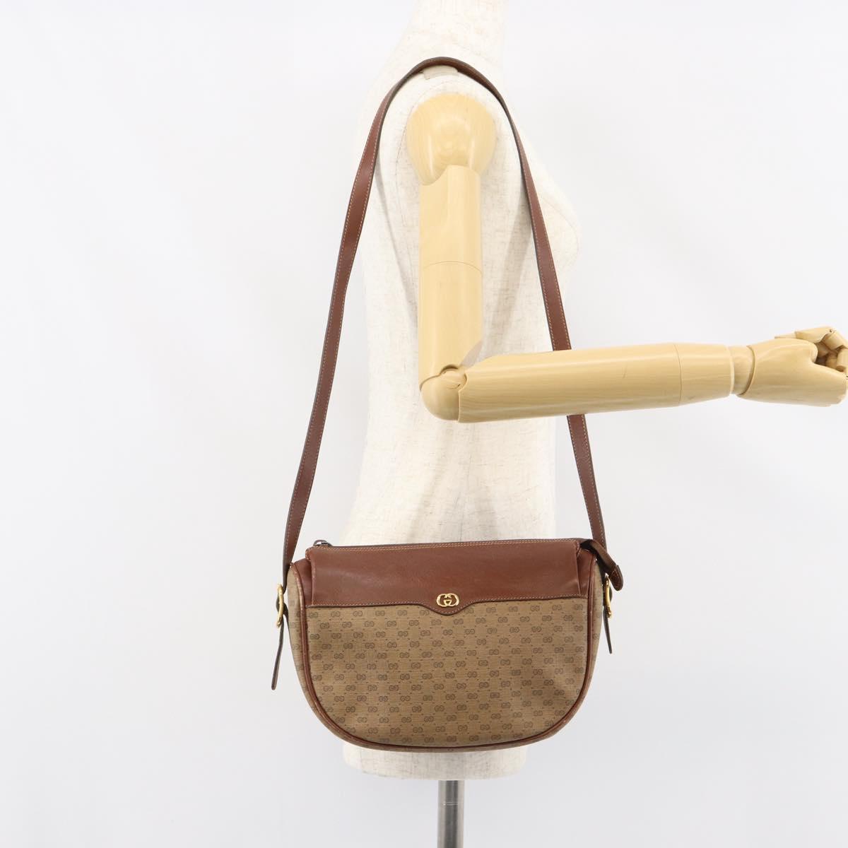 GUCCI Micro GG Supreme Shoulder Bag PVC Beige Gold 001 115 4001 Auth ep12296