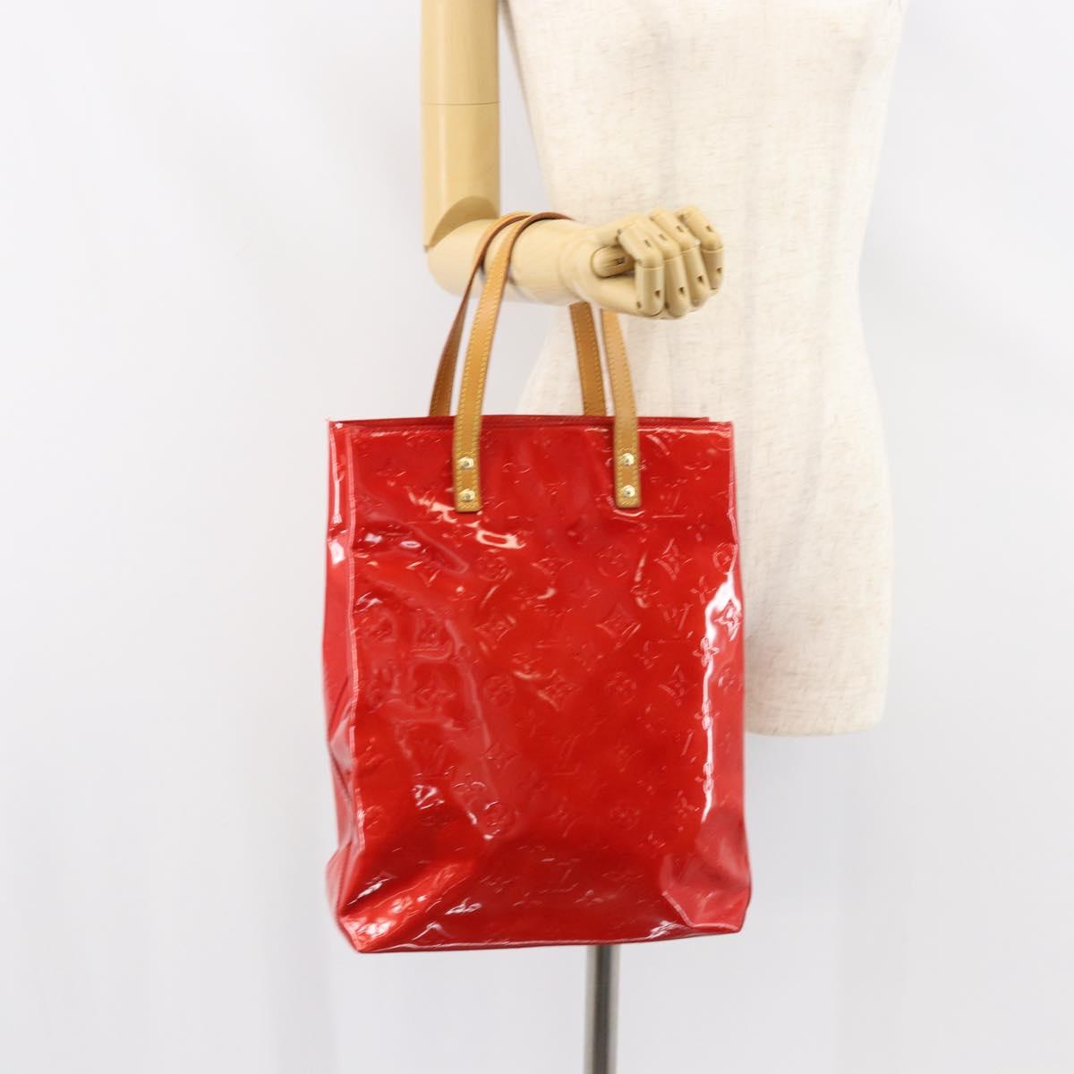 LOUIS VUITTON Monogram Vernis Reade MM Hand Bag Red Rouge M91086 LV Auth ep12299