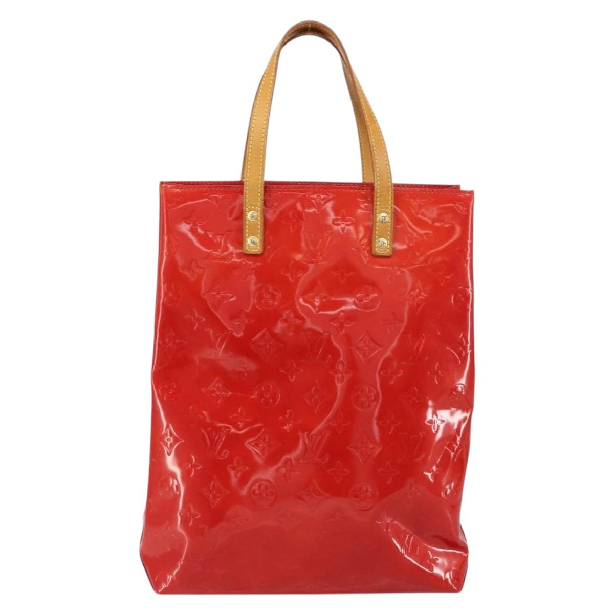 LOUIS VUITTON Monogram Vernis Reade MM Hand Bag Red Rouge M91086 LV Auth ep12299