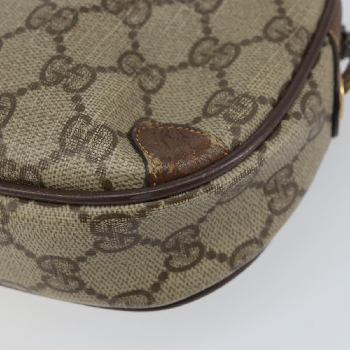 GUCCI GG Supreme Web Sherry Line Bag PVC Beige Gold 156 02 066 Auth ep12301
