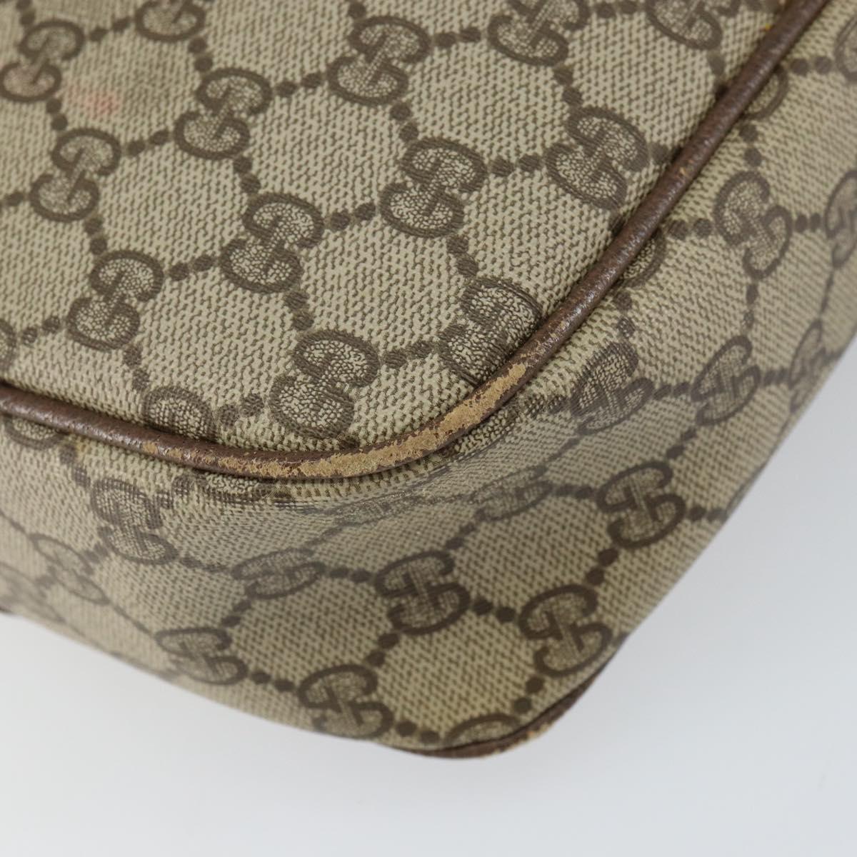 GUCCI GG Supreme Shoulder Bag PVC Beige Gold Auth ep12302