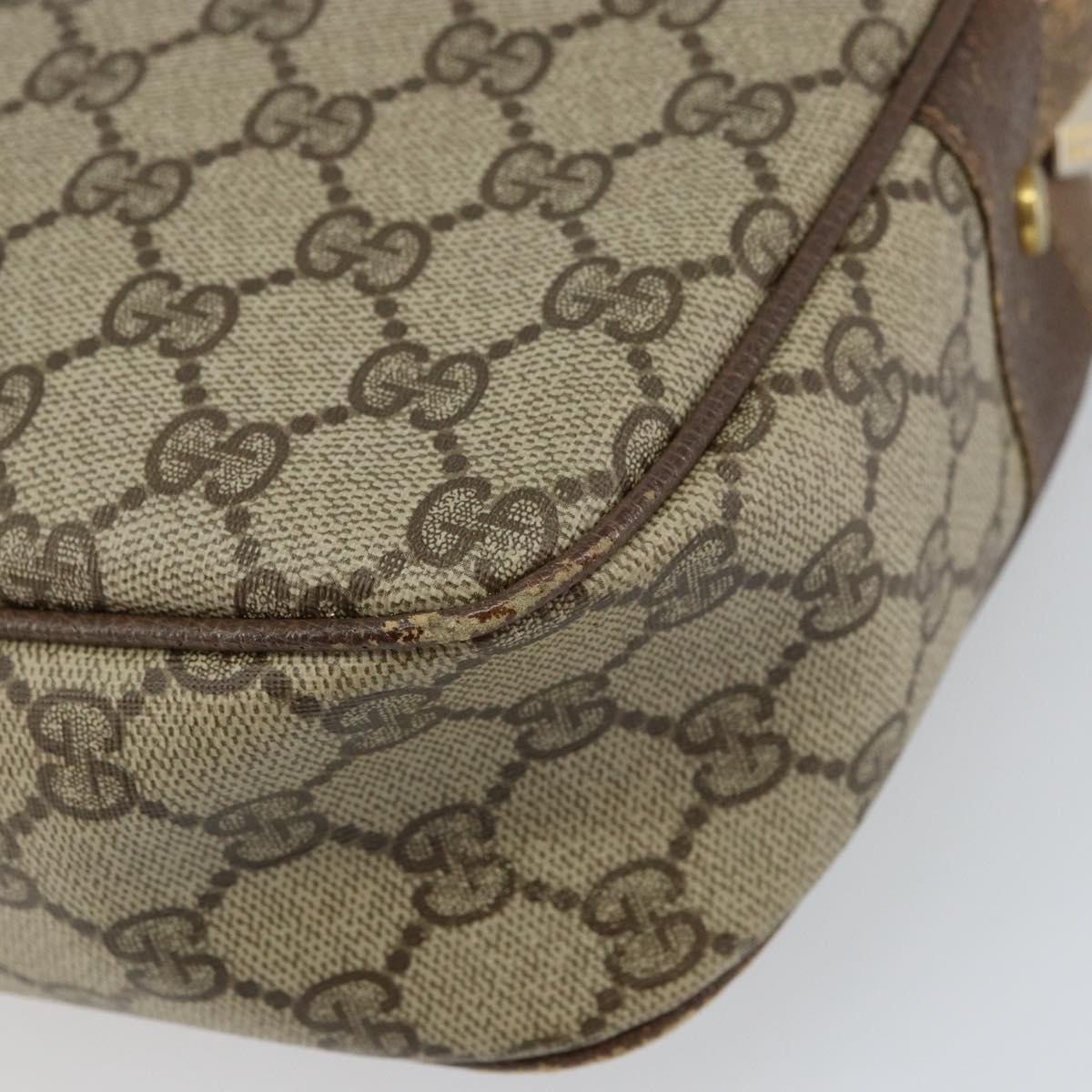 GUCCI GG Supreme Shoulder Bag PVC Beige Gold Auth ep12302