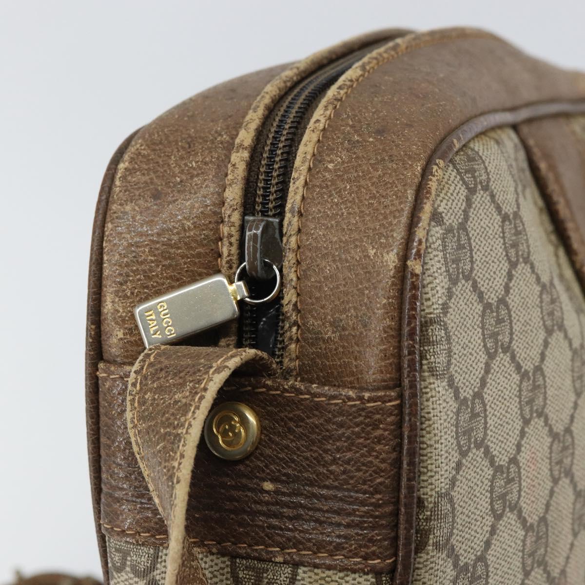 GUCCI GG Supreme Shoulder Bag PVC Beige Gold Auth ep12302