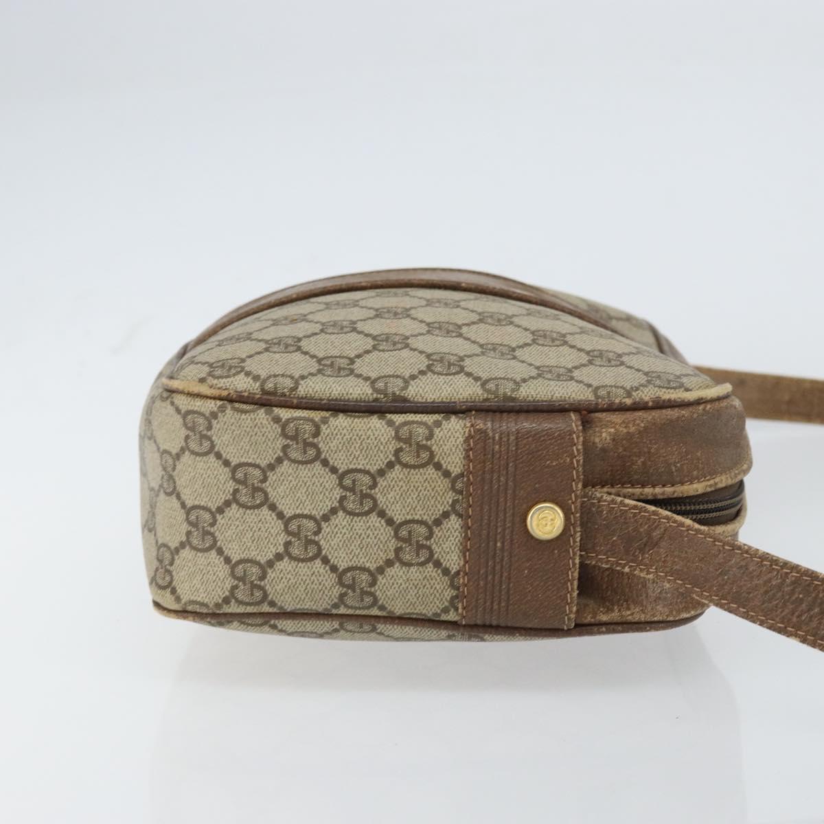 GUCCI GG Supreme Shoulder Bag PVC Beige Gold Auth ep12302
