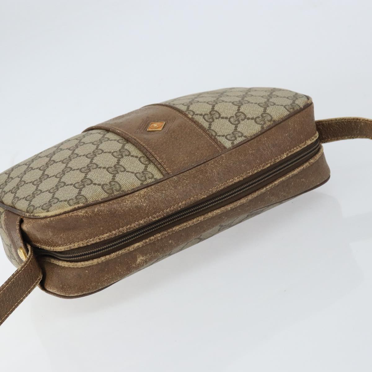 GUCCI GG Supreme Shoulder Bag PVC Beige Gold Auth ep12302