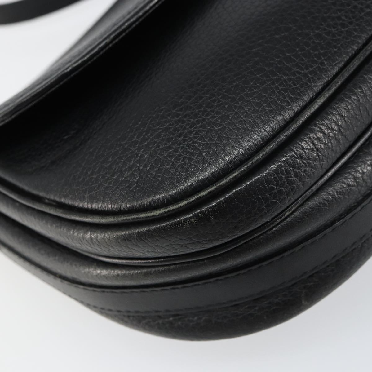 Burberrys Shoulder Bag Leather Black Gold Auth ep12303