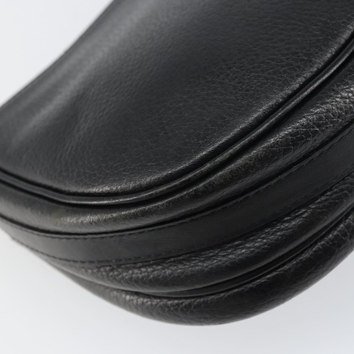 Burberrys Shoulder Bag Leather Black Gold Auth ep12303