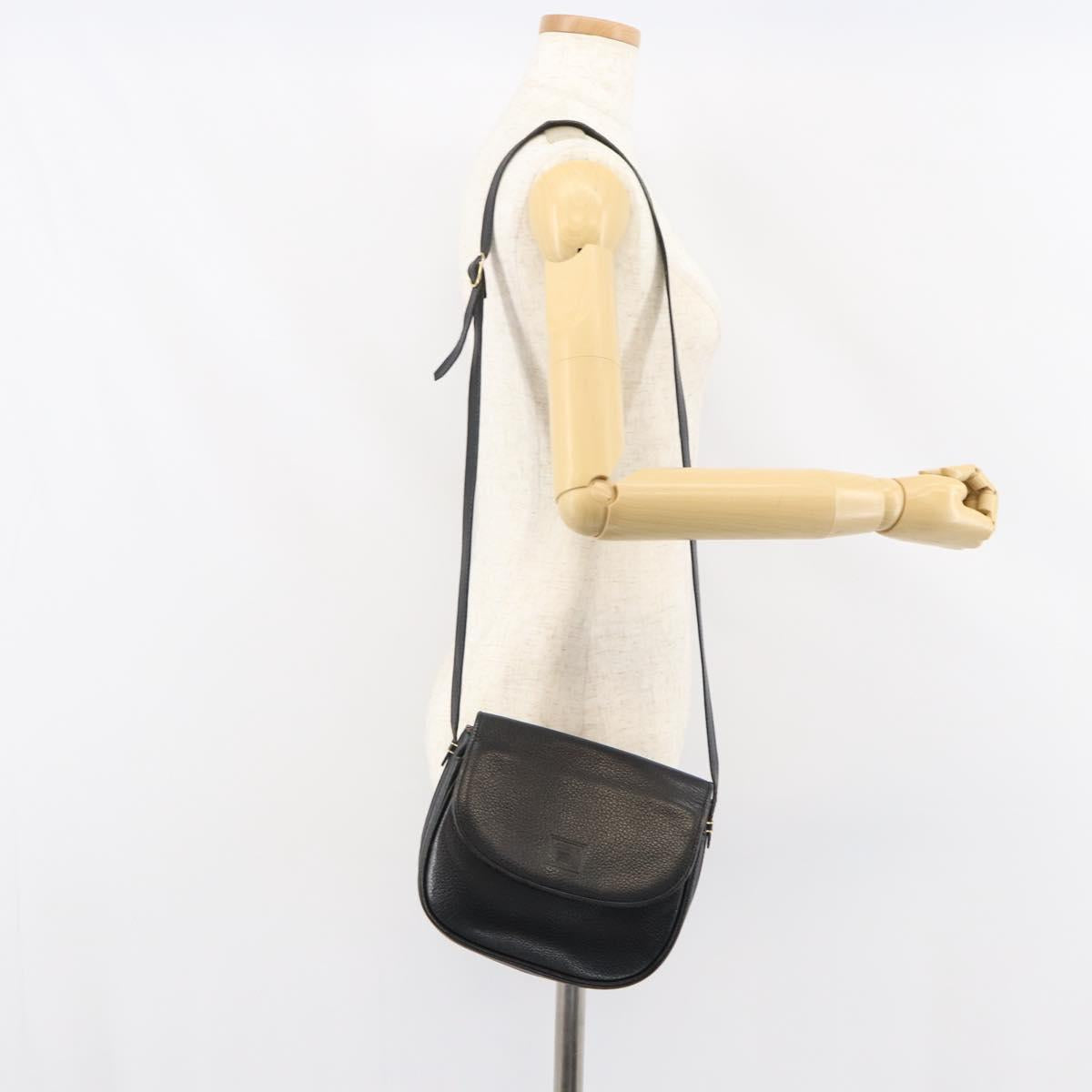 Burberrys Shoulder Bag Leather Black Gold Auth ep12303