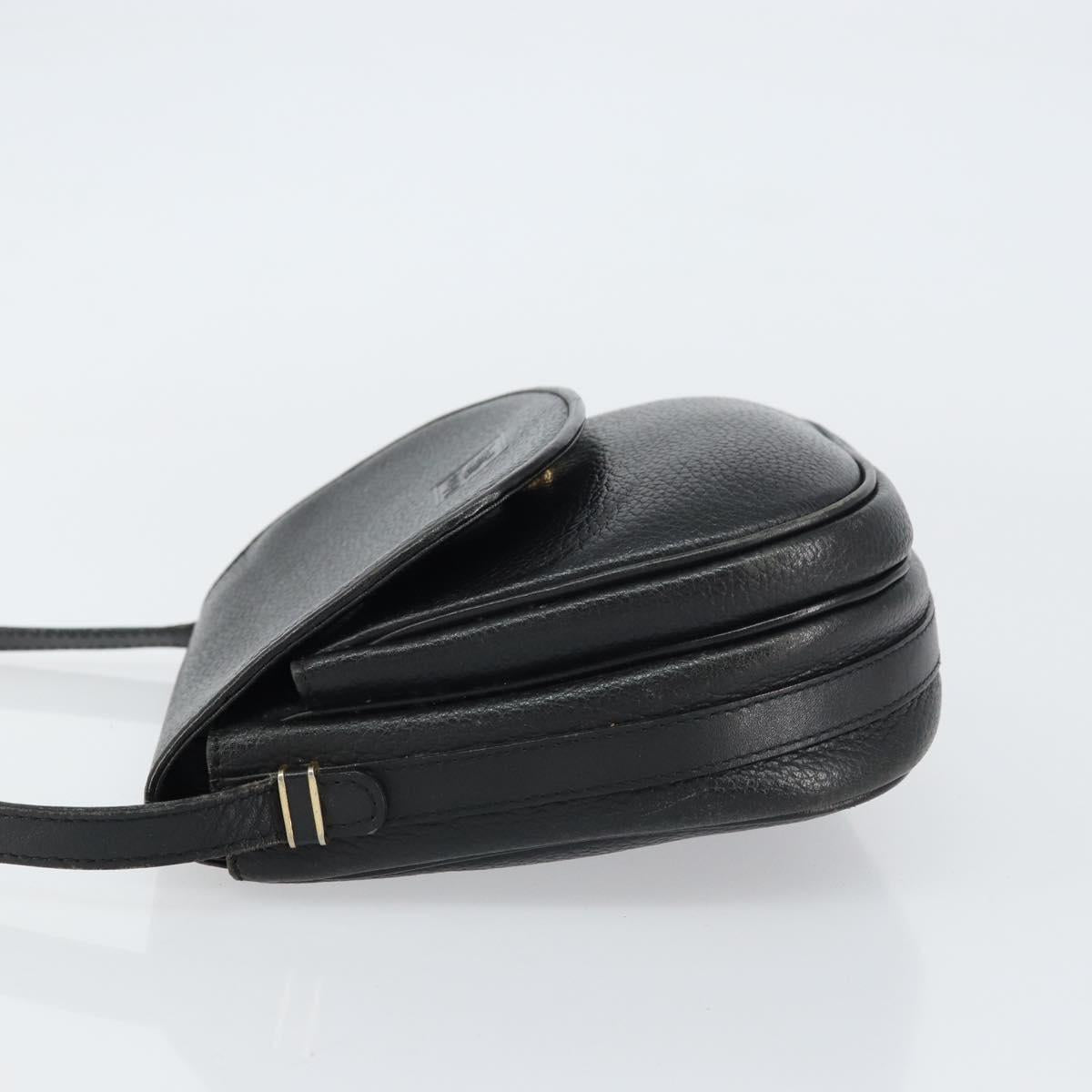 Burberrys Shoulder Bag Leather Black Gold Auth ep12303