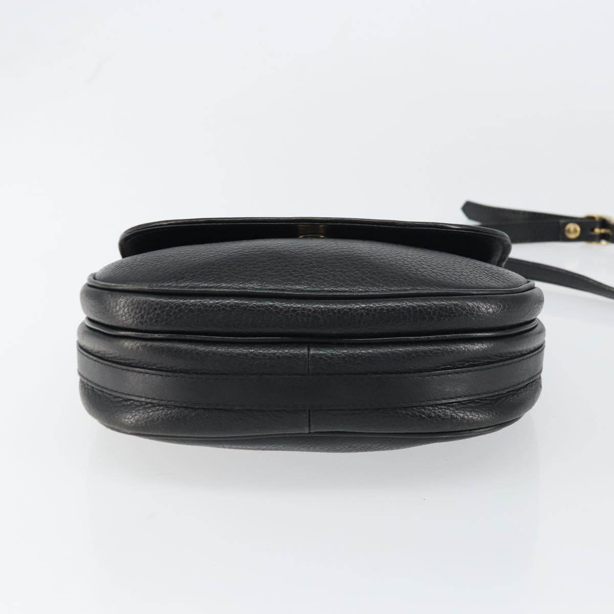 Burberrys Shoulder Bag Leather Black Gold Auth ep12303