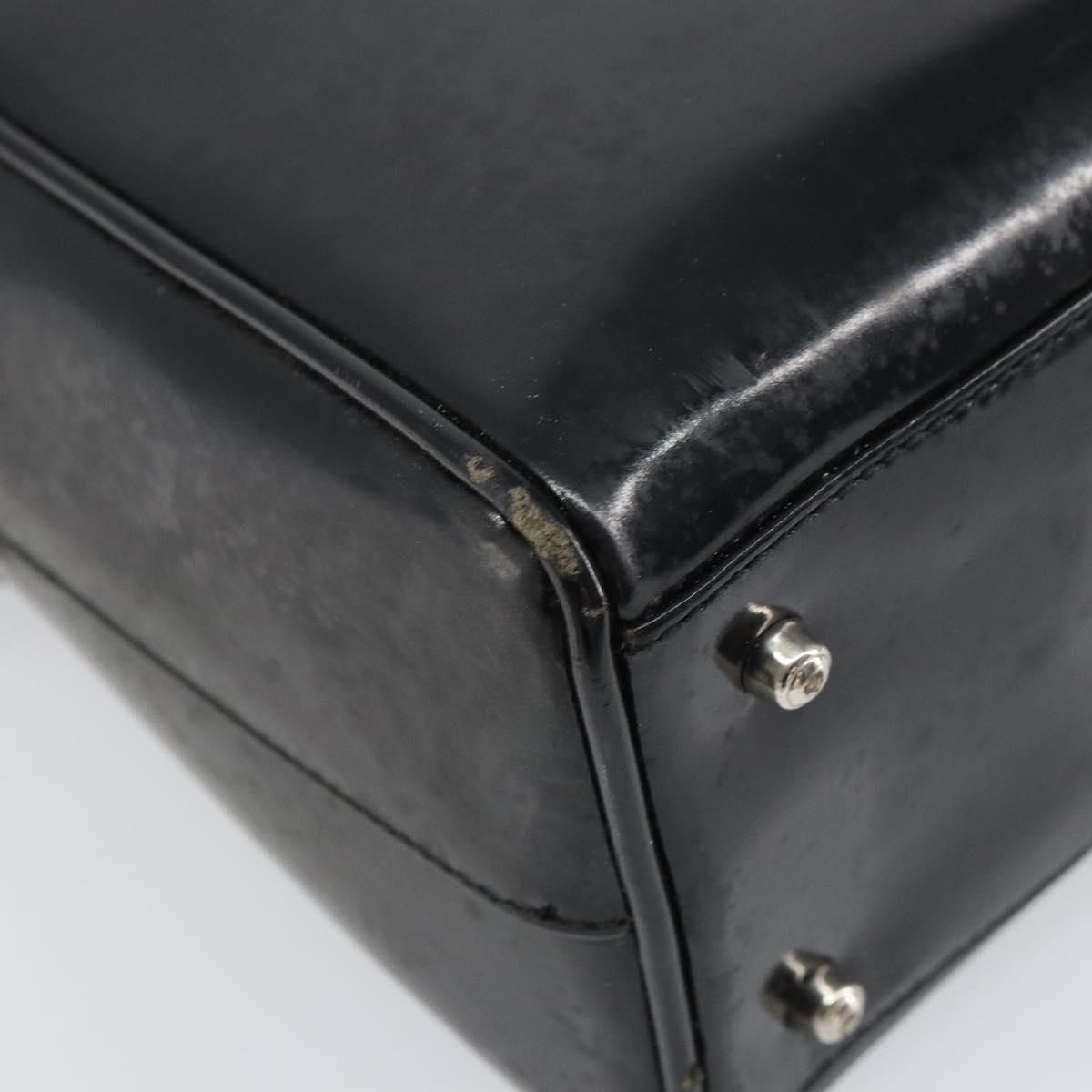 GUCCI Hand Bag Enamel Black Silver 000 1274 0505 Auth ep12304