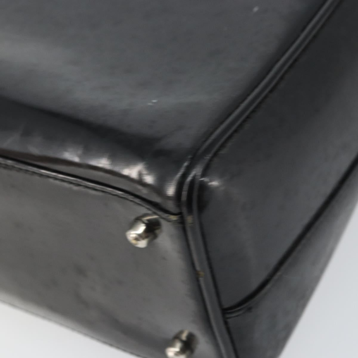 GUCCI Hand Bag Enamel Black Silver 000 1274 0505 Auth ep12304