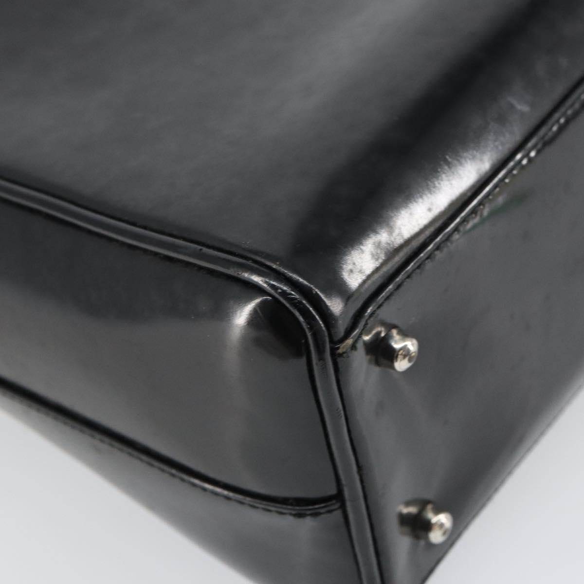 GUCCI Hand Bag Enamel Black Silver 000 1274 0505 Auth ep12304