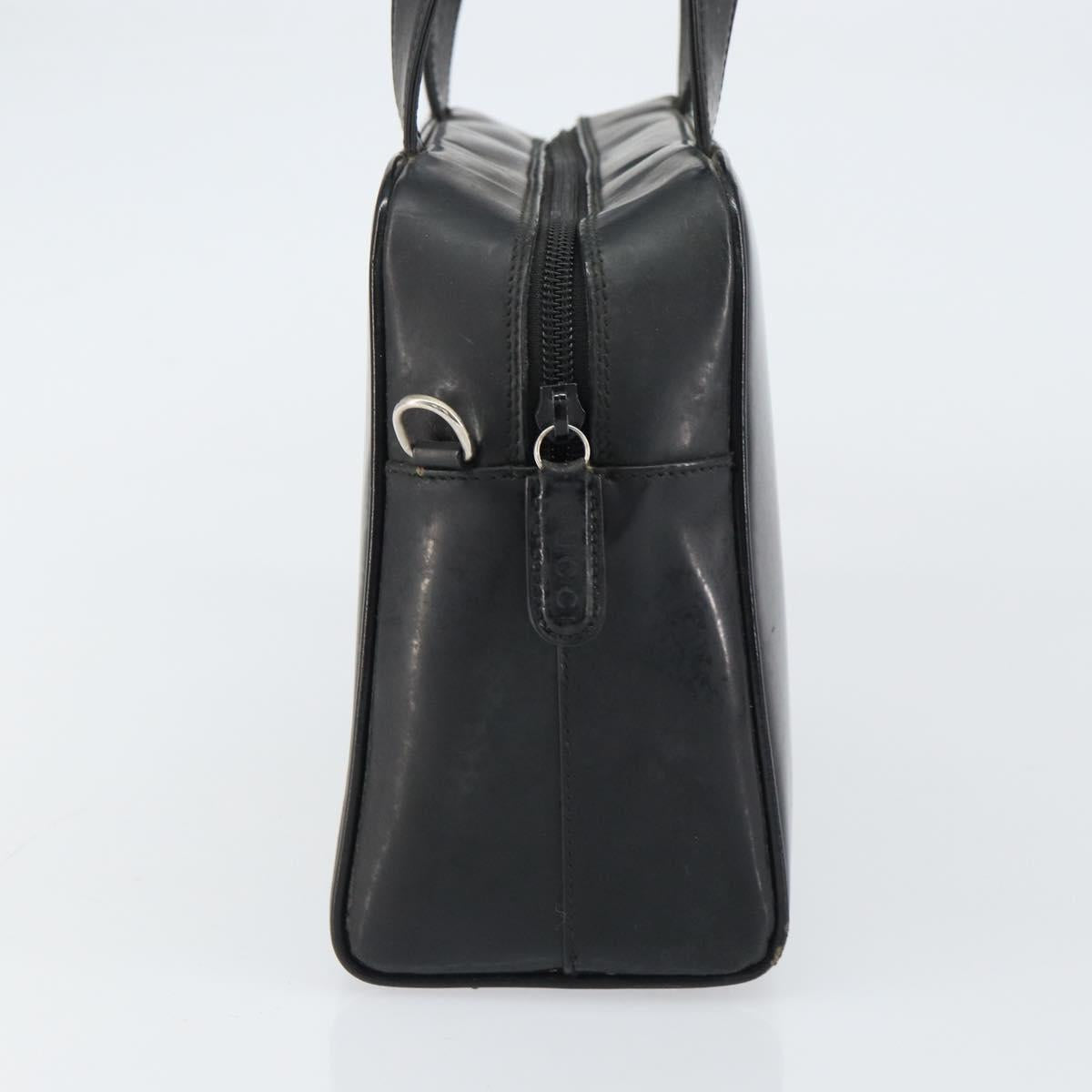 GUCCI Hand Bag Enamel Black Silver 000 1274 0505 Auth ep12304