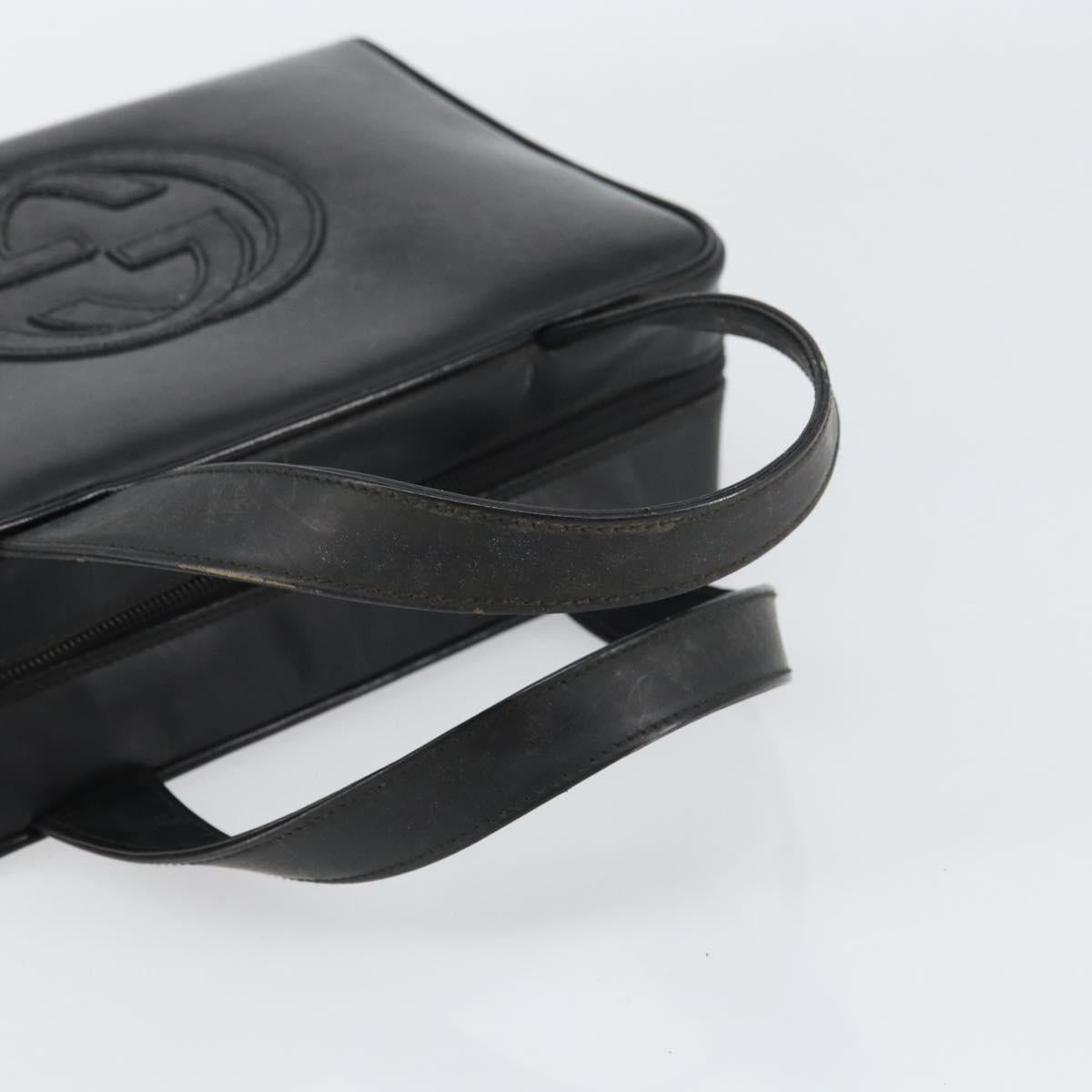 GUCCI Hand Bag Enamel Black Silver 000 1274 0505 Auth ep12304