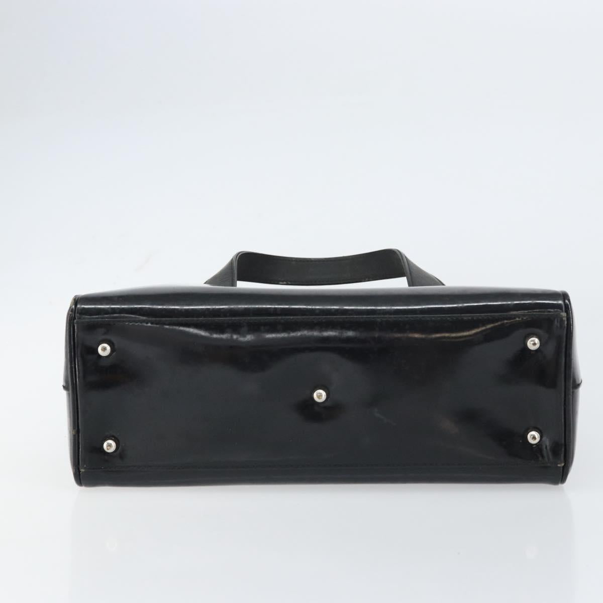GUCCI Hand Bag Enamel Black Silver 000 1274 0505 Auth ep12304