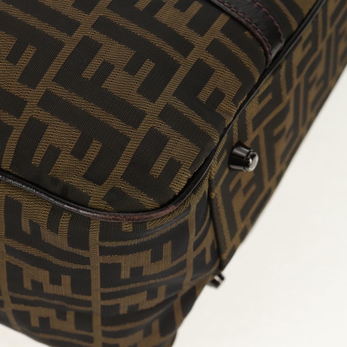 FENDI Zucca Canvas Boston Bag Black Brown Auth ep12318