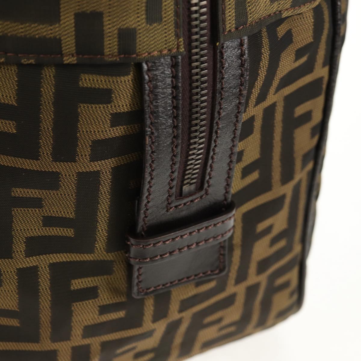 FENDI Zucca Canvas Boston Bag Black Brown Auth ep12318