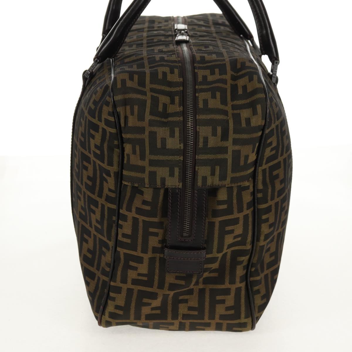 FENDI Zucca Canvas Boston Bag Black Brown Auth ep12318