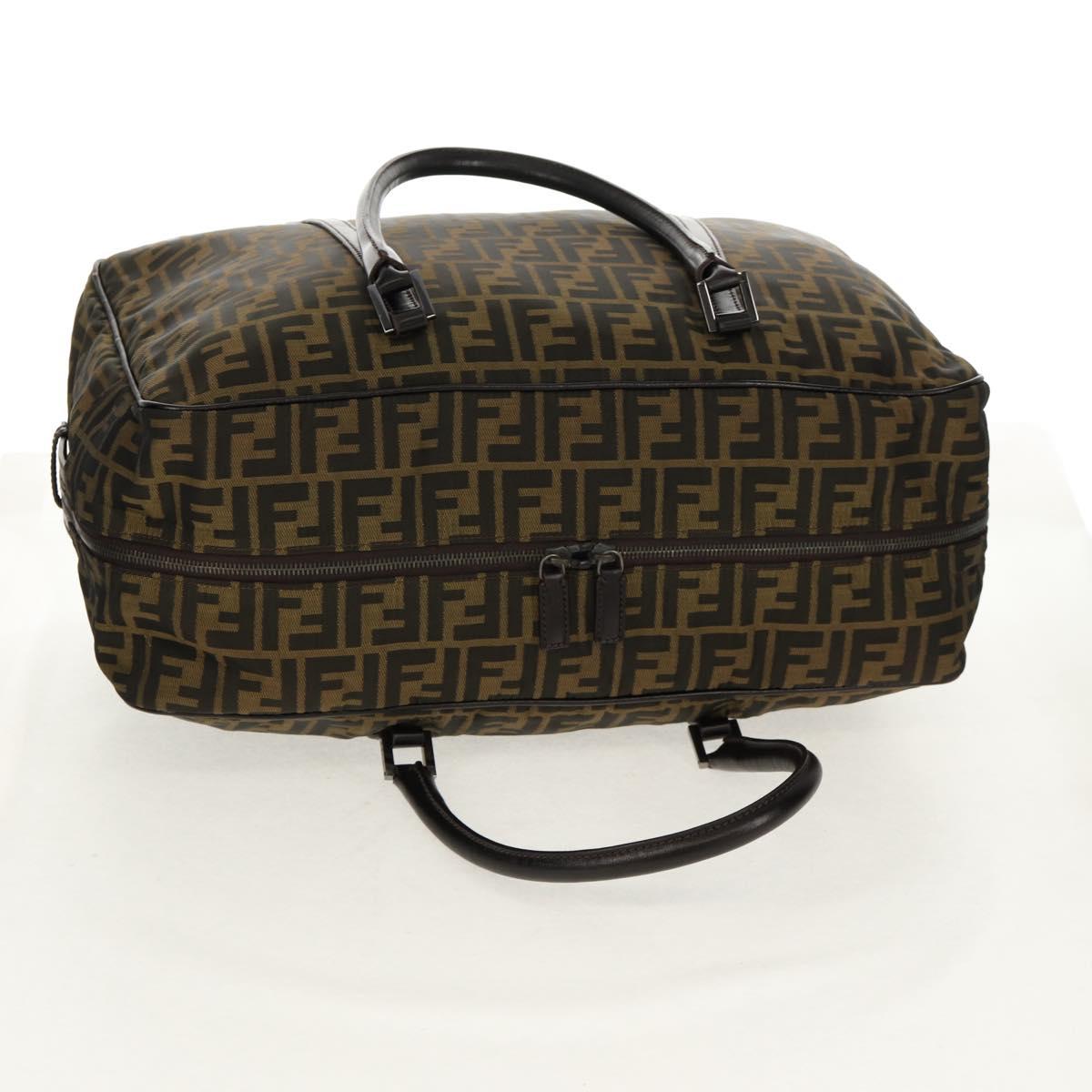 FENDI Zucca Canvas Boston Bag Black Brown Auth ep12318