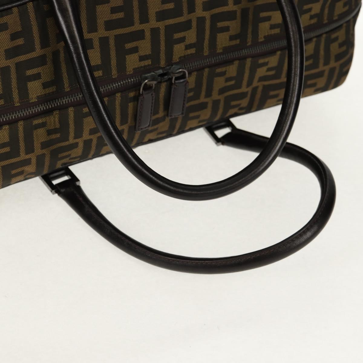 FENDI Zucca Canvas Boston Bag Black Brown Auth ep12318