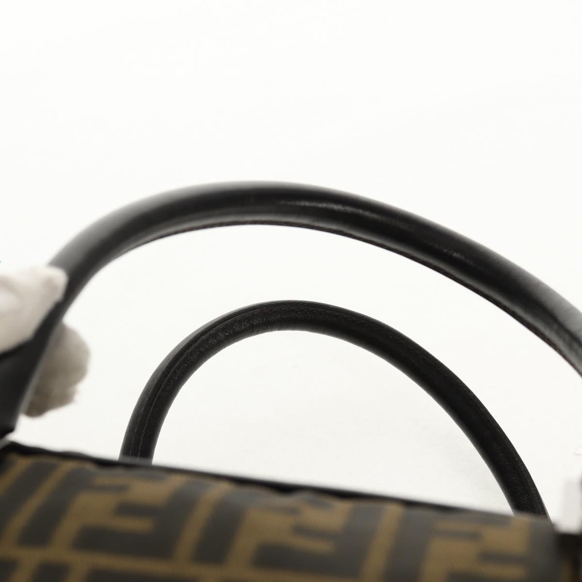 FENDI Zucca Canvas Boston Bag Black Brown Auth ep12318