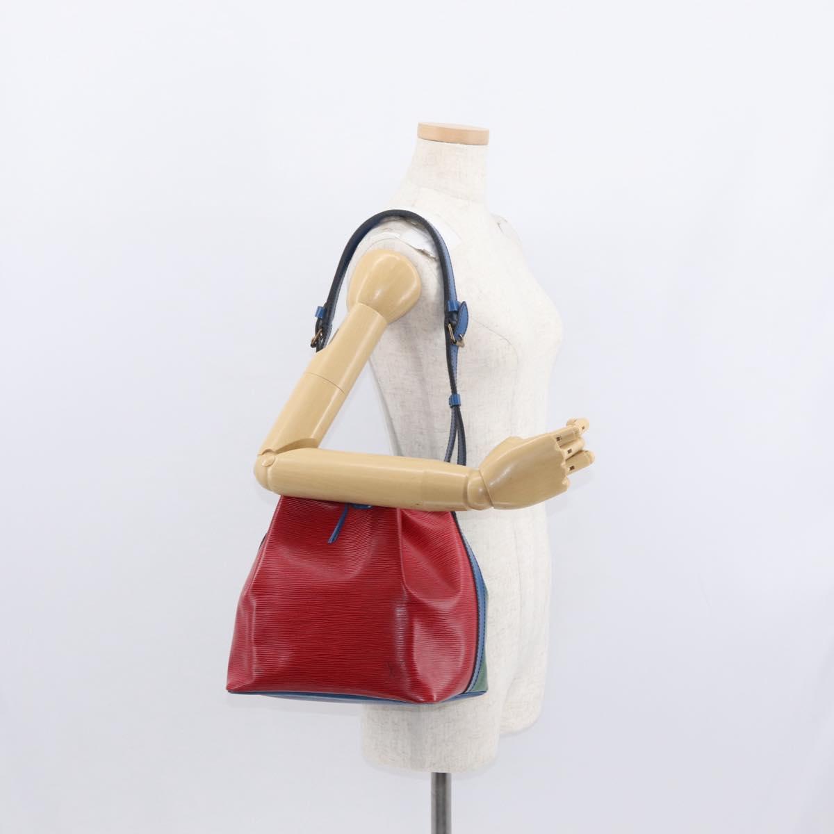 LOUIS VUITTON Epi Petit Noe Bag Tricolor Green Red blue M44147 LV Auth ep12319