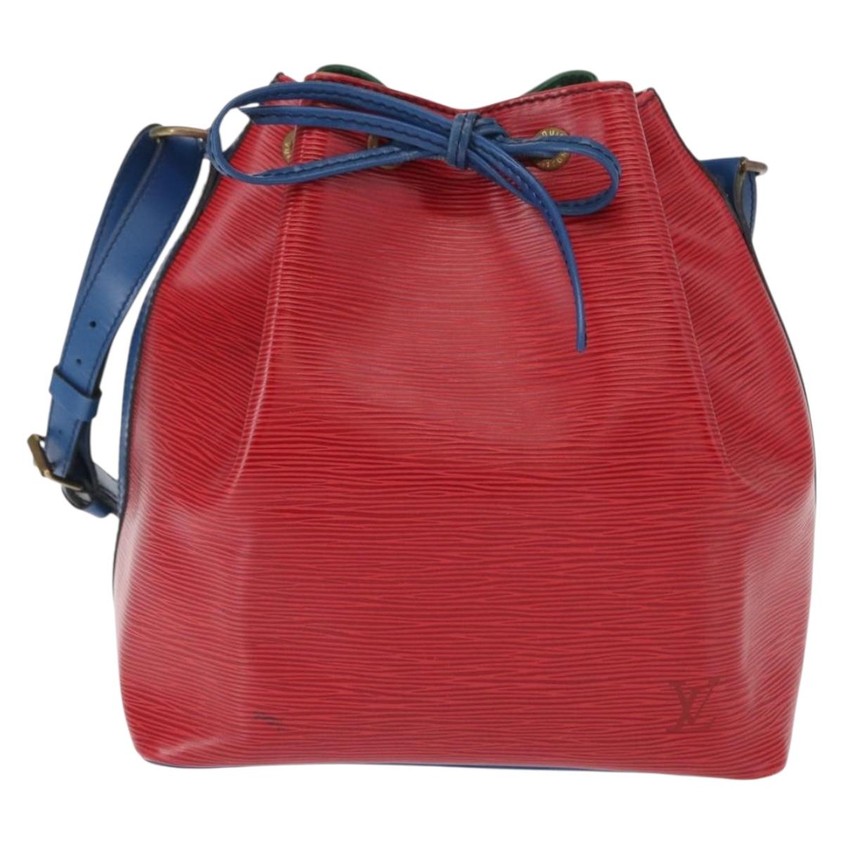 LOUIS VUITTON Epi Petit Noe Bag Tricolor Green Red blue M44147 LV Auth ep12319