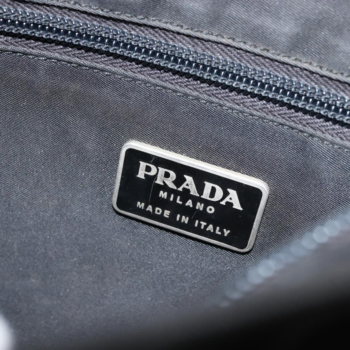 PRADA Shoulder Bag Nylon Silver Black Auth ep12326