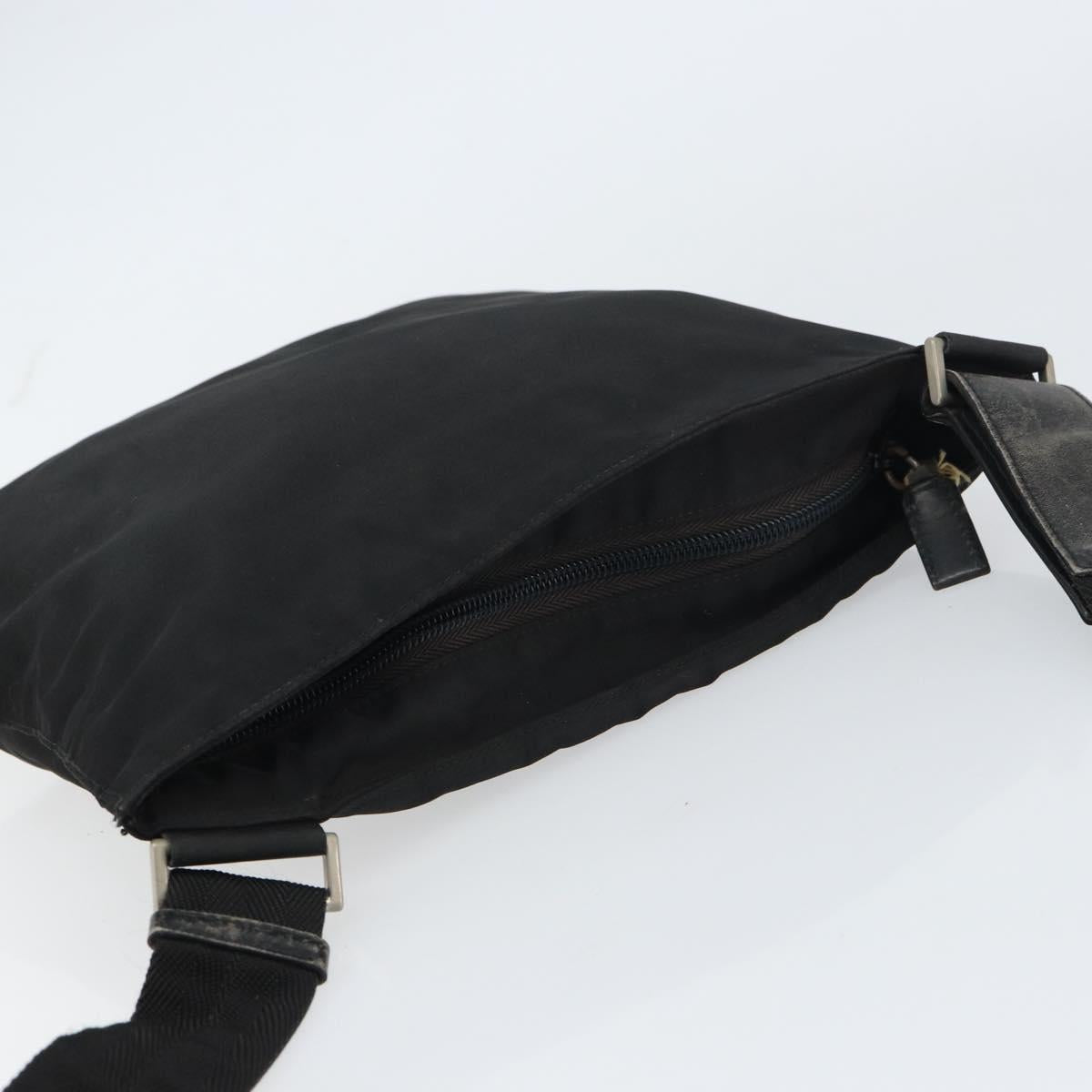 PRADA Shoulder Bag Nylon Silver Black Auth ep12326