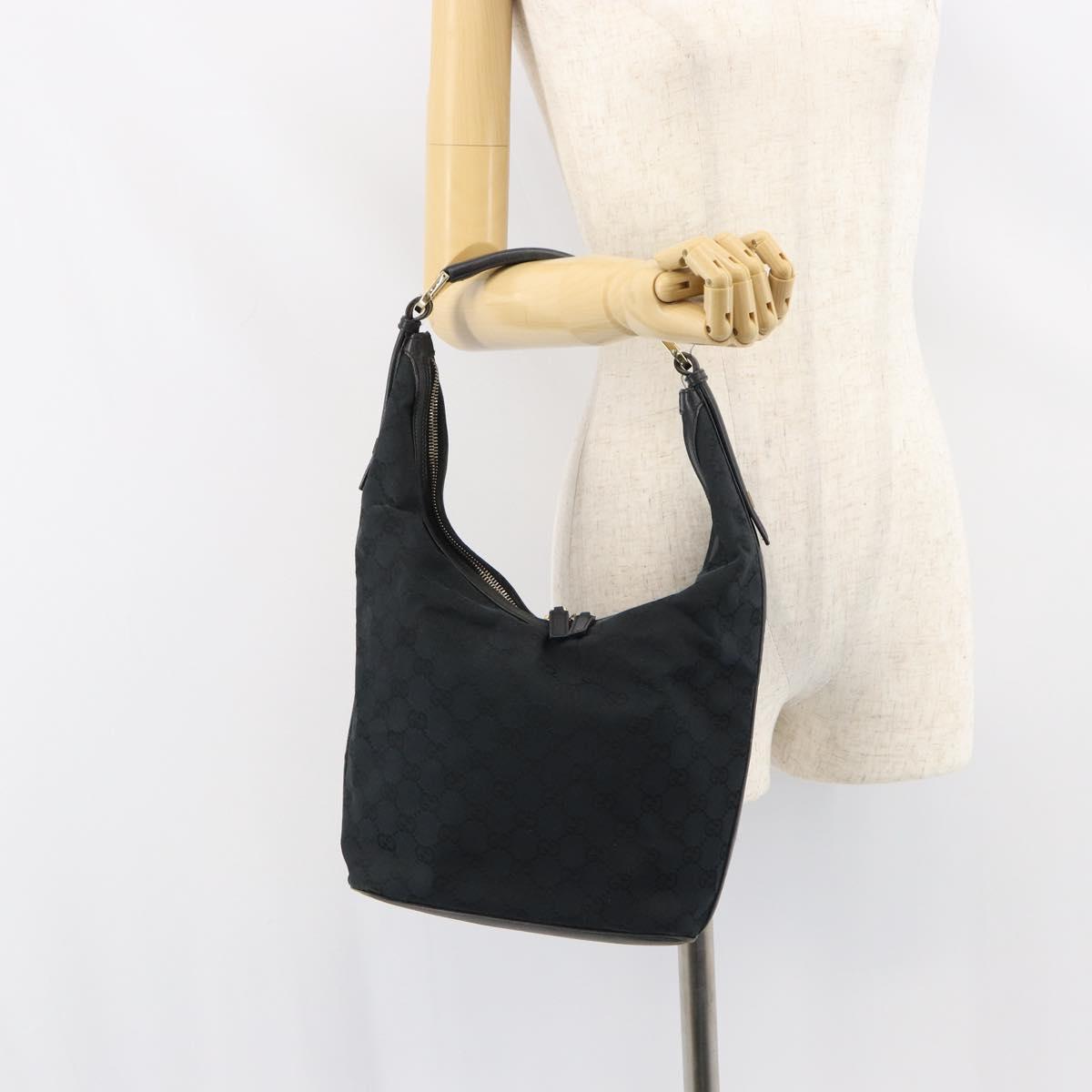 GUCCI GG Canvas Shoulder Bag Black Gold 001 4288 Auth ep12327