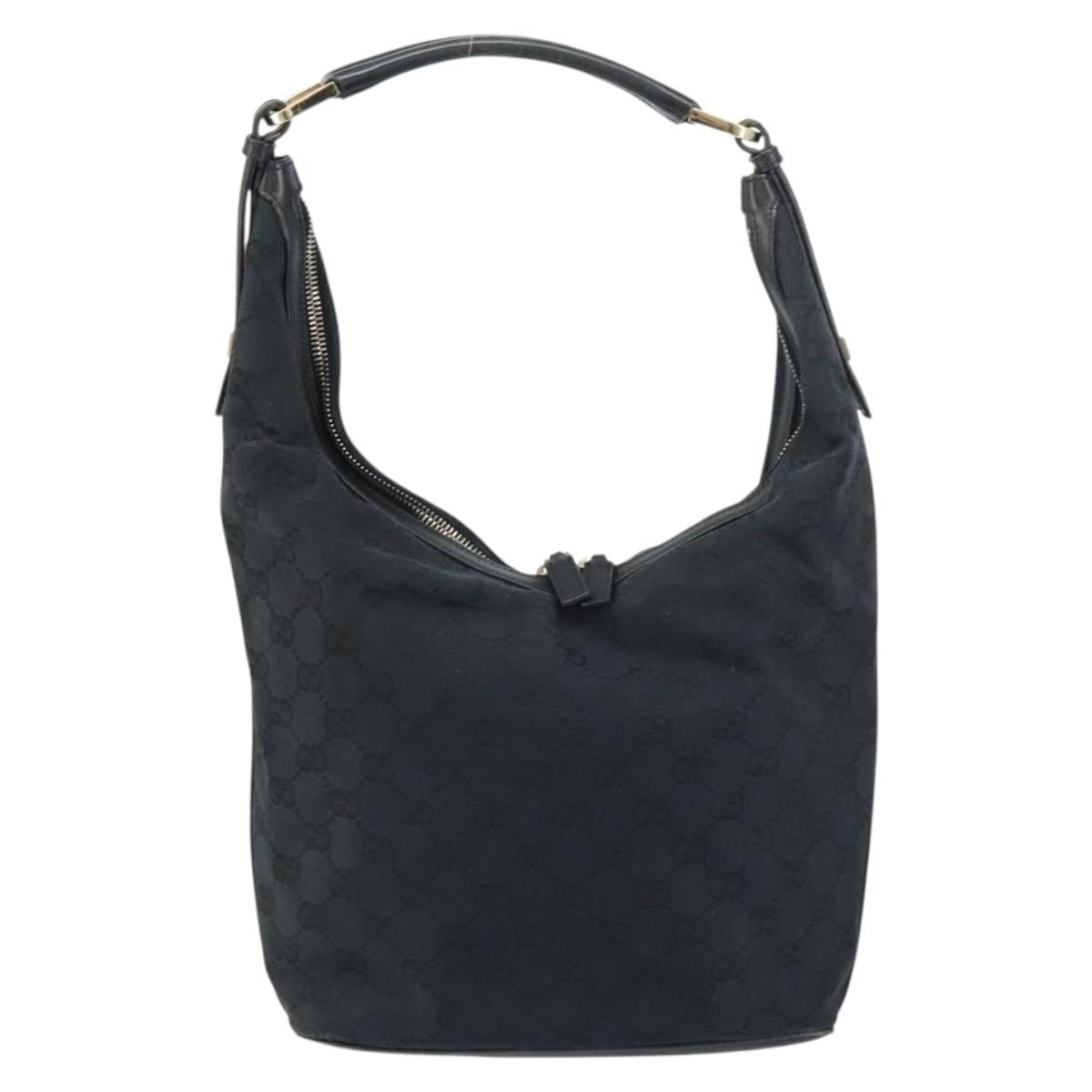 GUCCI GG Canvas Shoulder Bag Black Gold 001 4288 Auth ep12327